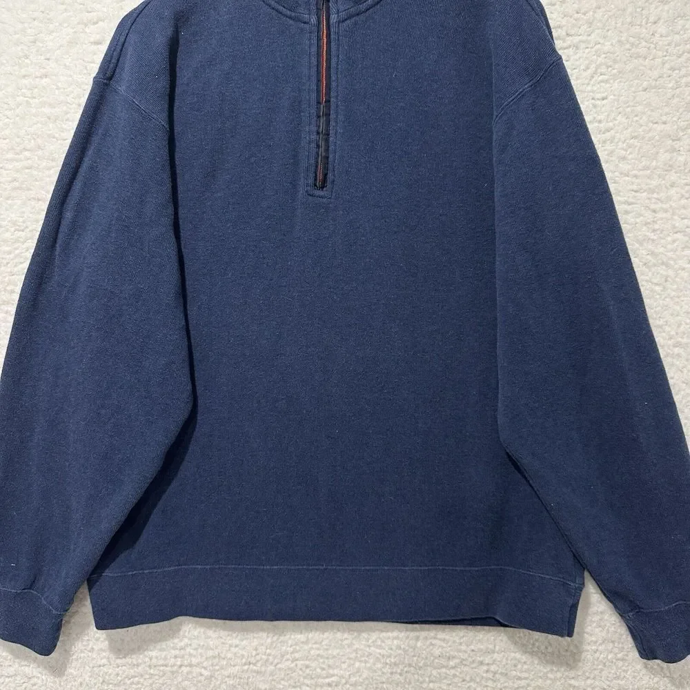 ORVIS Men's Navy Blue 1/4 Zip Pullover‎ Sweater Size Large